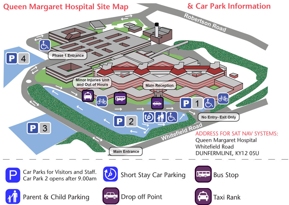 queen margaret hospital parking map