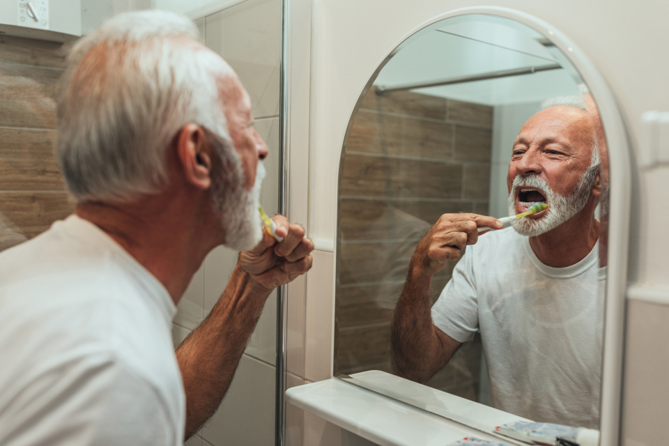 Older Adult Brushing Teeth