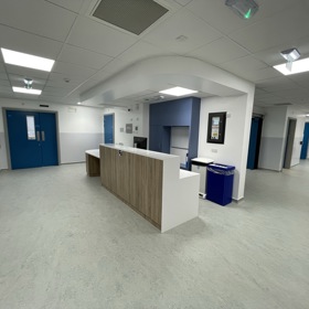 Image of the reception area within the Day Surgery Unit at Queen Margaret Hospital