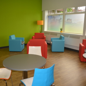Wellbeing hub room green wall