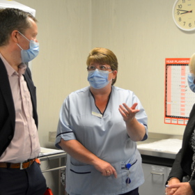 Professor Jason Leitch with nurse and chief executive