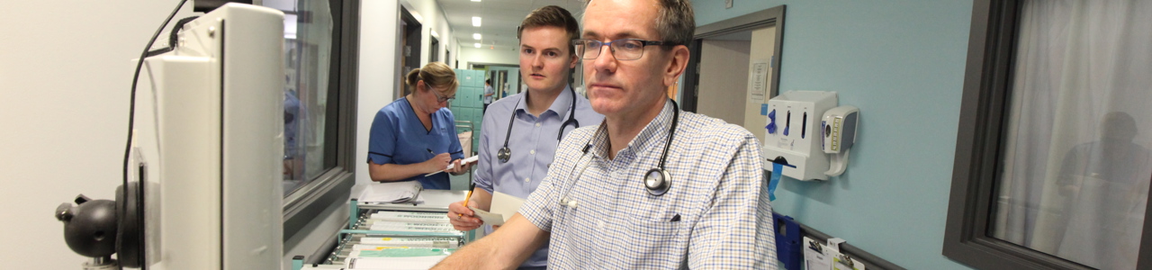 Consultant at computer screen