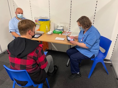 Young boy getting the vaccine