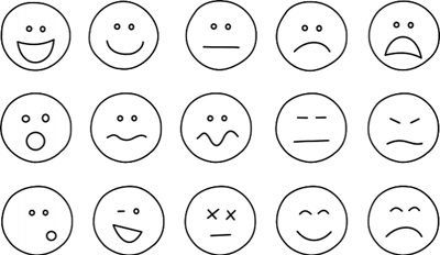 different emotional circle faces