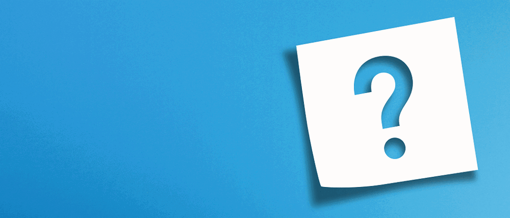 blue question mark on paper