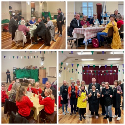 A montage of photographs featuring participants and volunteers at Lo'gelly Lunch Hub held in Lochgelly Town Hall.