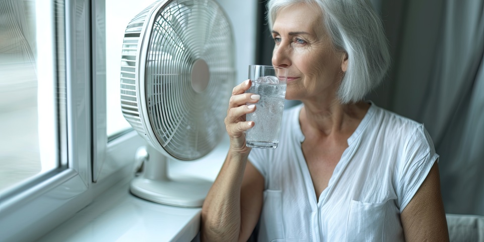 Woman Drinking And Keeping Cool