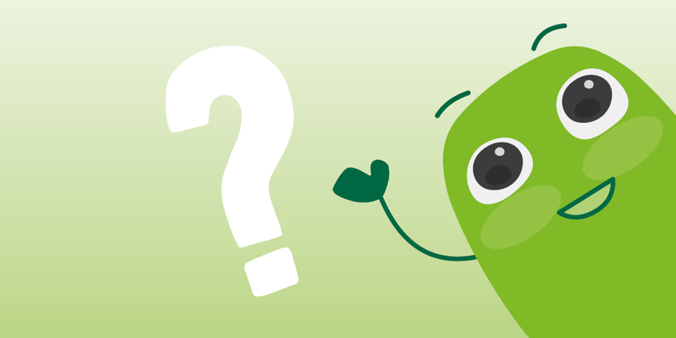 green character with question mark