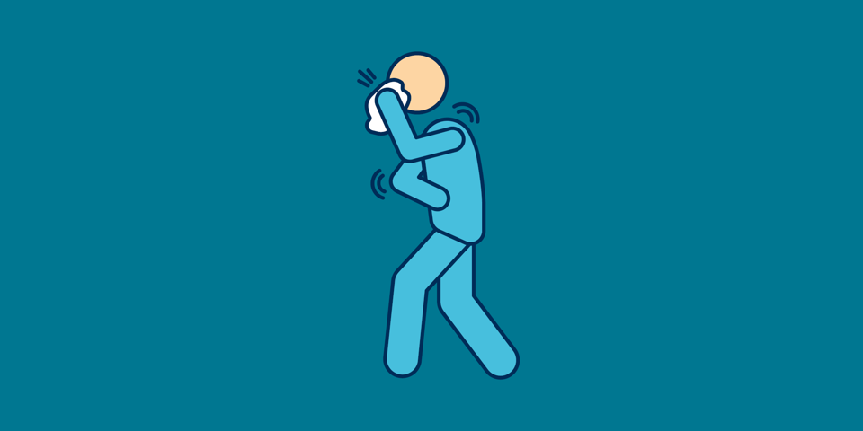 icon person blowing nose with flu