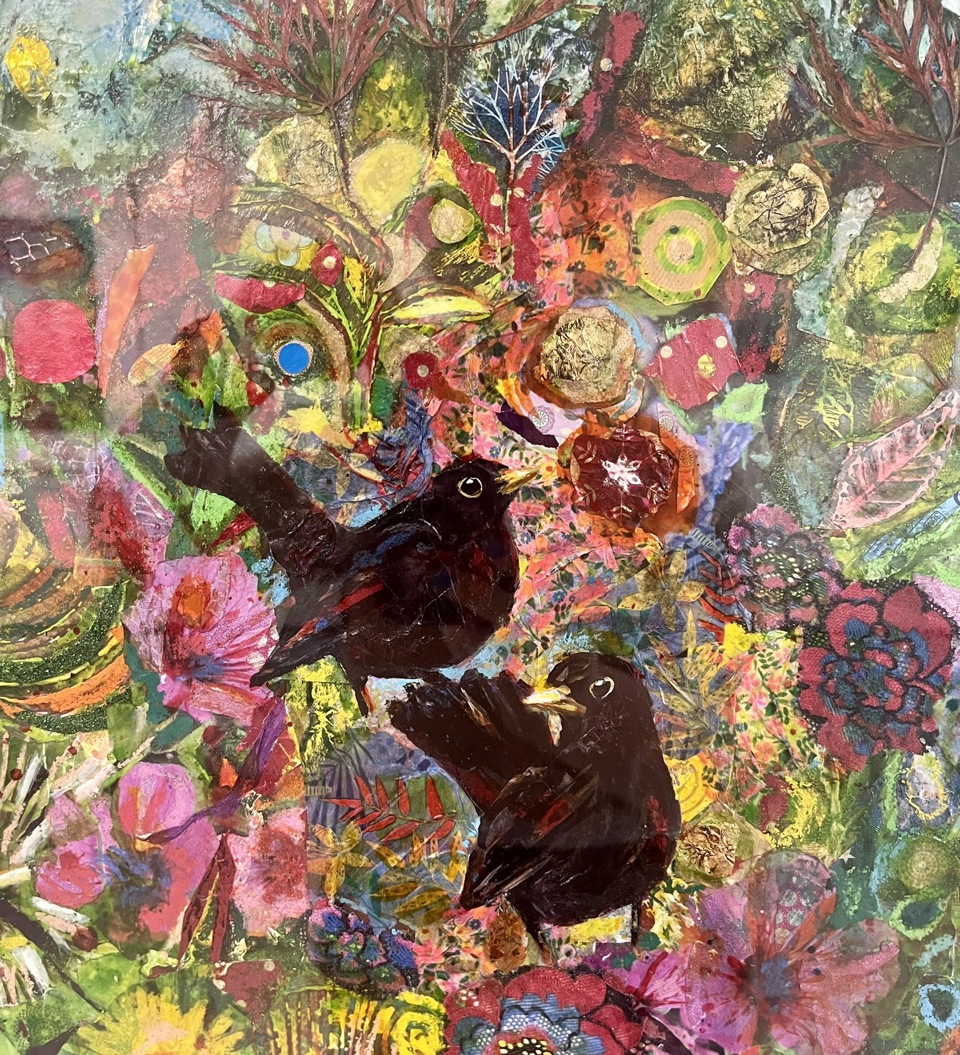 painting of birds and flowers