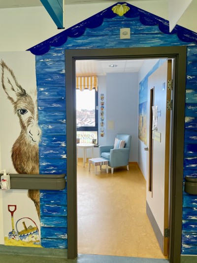 The seaside themed entrance to the sitting room for patients and visitors at Ward 41, Victoria Hospital, Kirkcaldy.