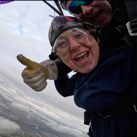Elana Parachuting Thumbs Up