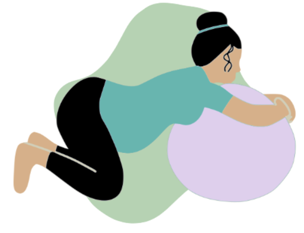 Woman Hugs Gym Ball