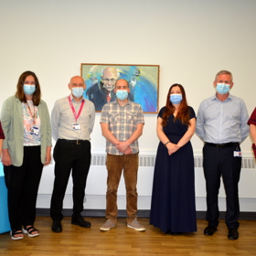 Group shot staff wellbeing hub Queen Margaret Hospital