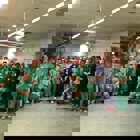 Group photo of the Victoria Hospital Theatre Team