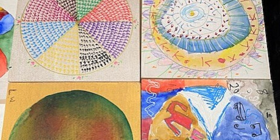 Mandala art circles and patterns created during the project held in St Andrews Community Hospital.