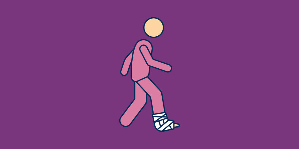 person icon with bandage on foot