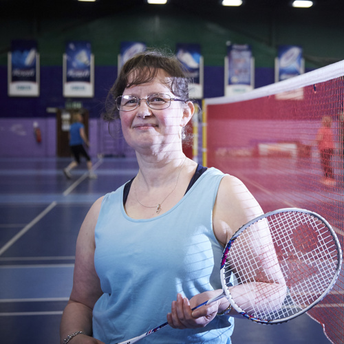 Lady with a badminton racket