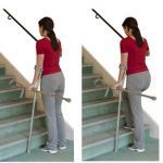 Walking up stairs with crutches with one stair rail