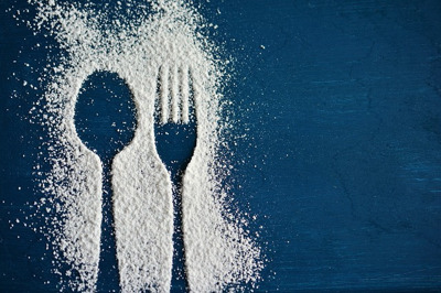 spoon and fork outline from flour